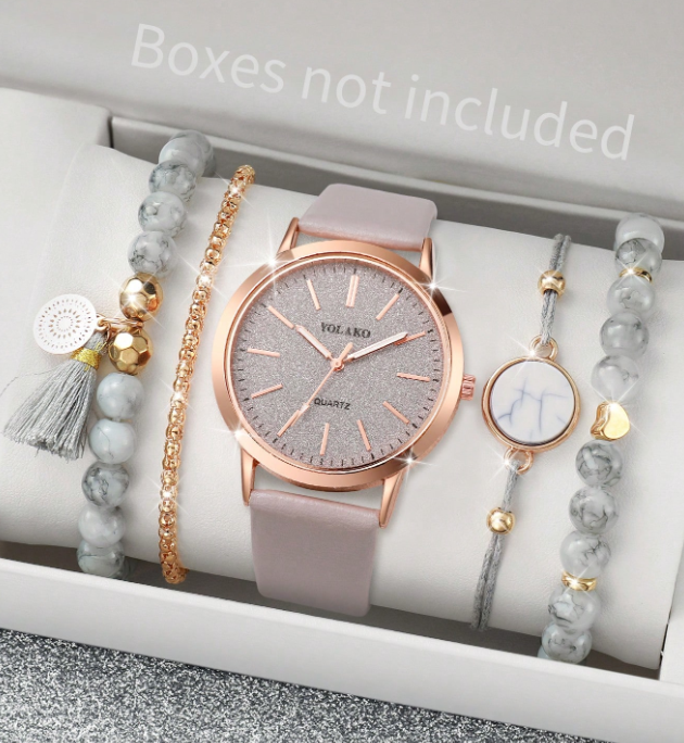 4Pcs/Set Men's Watch Calendar Casual Sports Fashion Industrial Style Round Dial Quartz Watch And Leather Bracelet For Men, Punk Bracelet Set (Copy)