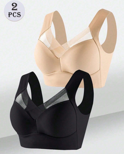 2pcs/Set Backless Seamless Bra With Fixed Cups And No Wire, Comfortable And Simple Design For Women, Lingerie
