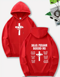 [Everyday Pullover] Men's Inspirational Brown Hoodie with Cross & "Dear Person Behind Me" Print - Casual Streetwear Pullover with Drawstring, Kangaroo Pocket, Polyester, Machine Washable for Spring/Fall, Oversized Hoodie