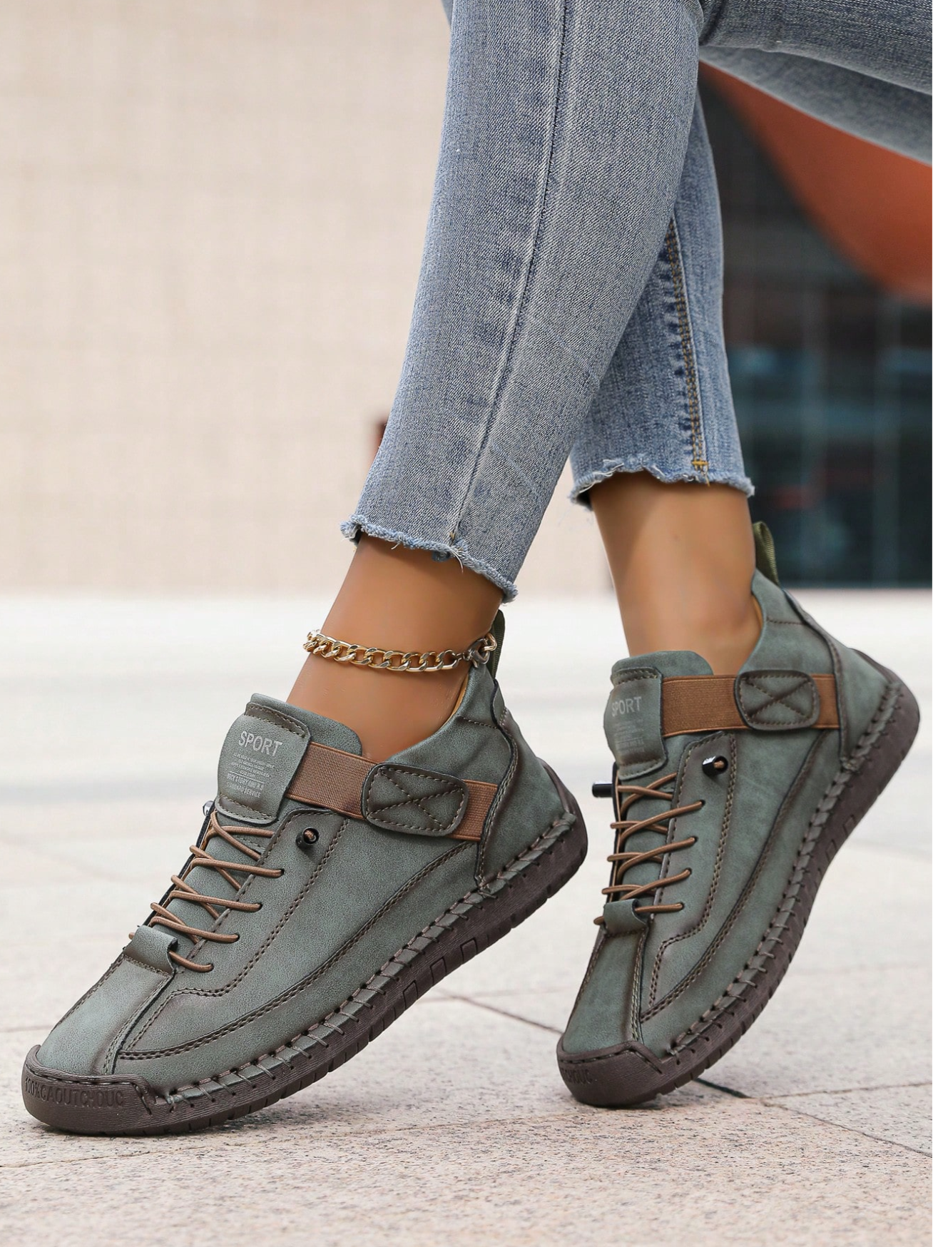 Slip-On, Handstitched, Rubber Non-Slip Sole,