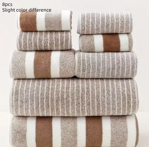 8pcs Coral Fleece Bath Towel Set: 2 Bath Towels, 2 Hand Towels, 4 Face Towels