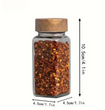 12-Piece Set Square Glass Spice Jars with Wooden Lids,