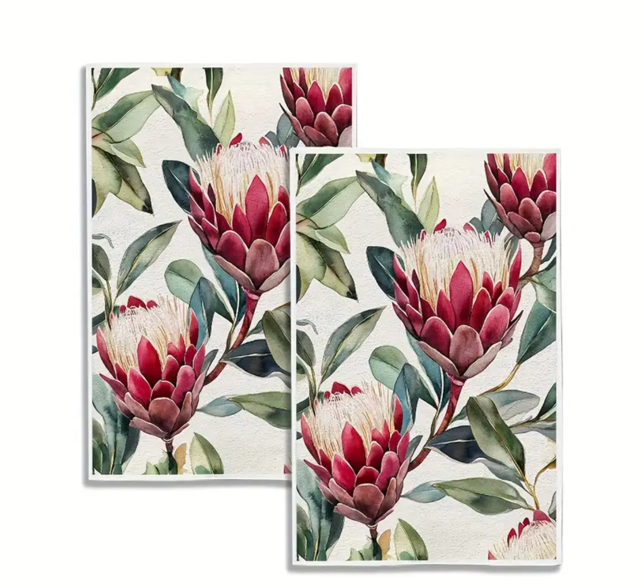 2pcs, Kitchen Towels Ultra Soft, Painted Protea Pattern Watercolor style, Ultra Soft, Highly Absorbent Dish Hand Towels