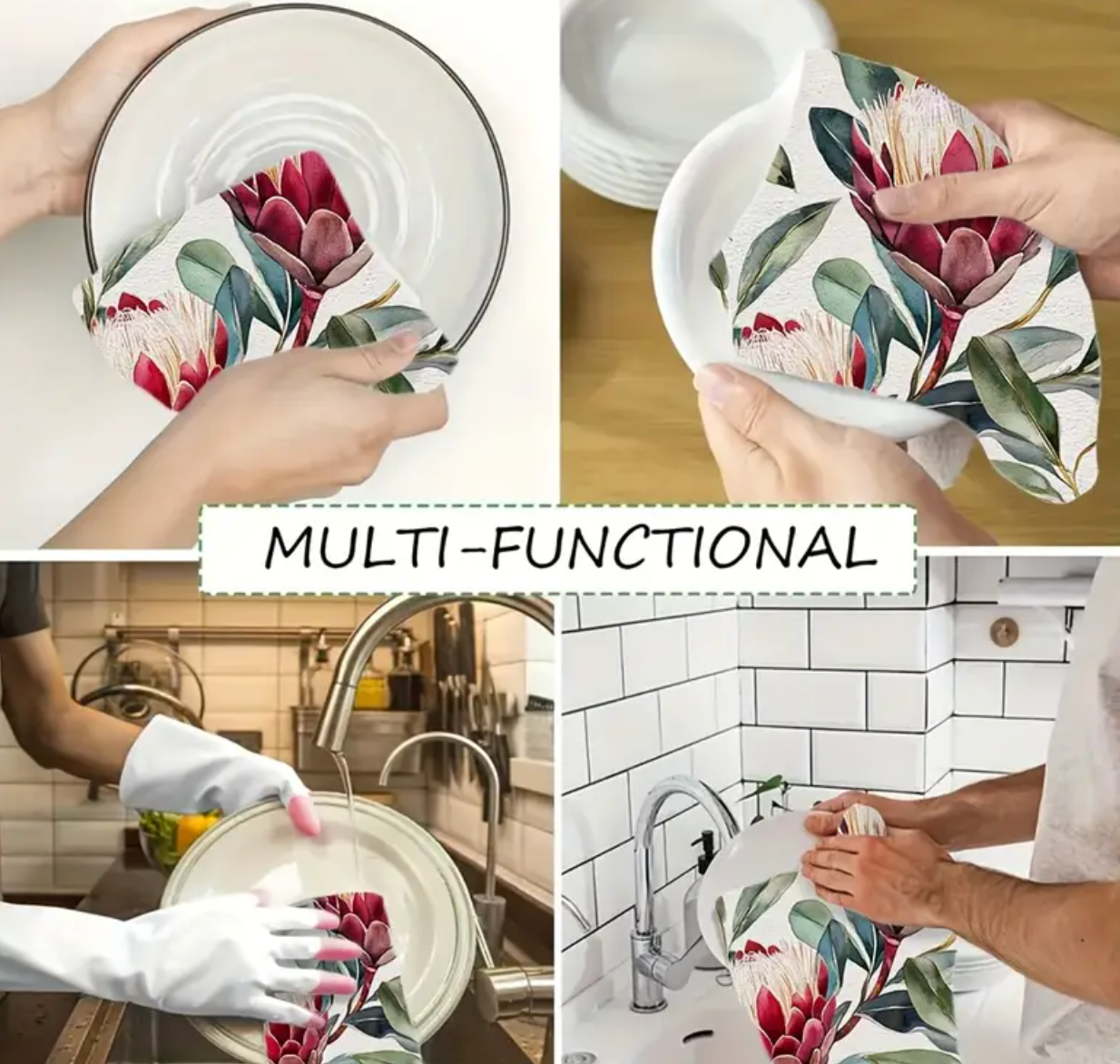 2pcs, Kitchen Towels Ultra Soft, Painted Protea Pattern Watercolor style, Ultra Soft, Highly Absorbent Dish Hand Towels