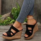 Women's Summer Thick Sole High Heel Wedge Sandals, Korean Fashion Slip-On, Platform Slide Sandals, Tree Bar
