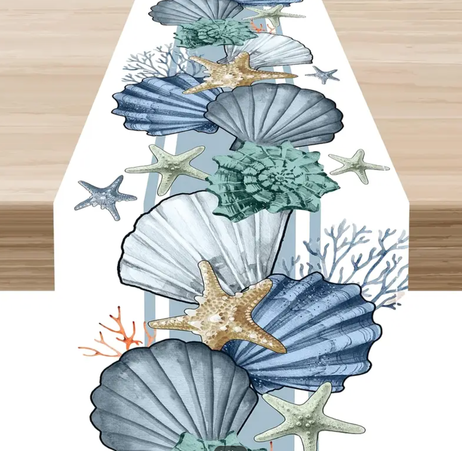 1pc,Linen,Coastal Table Runner,Nautical Starfish Coral Shell Beach Ocean Dining Tablerunner for Rustic Farmhouse Summer Table Indoor/Outdoor Party Restaurant Decor,13x48/13x72/13x108/Inch
