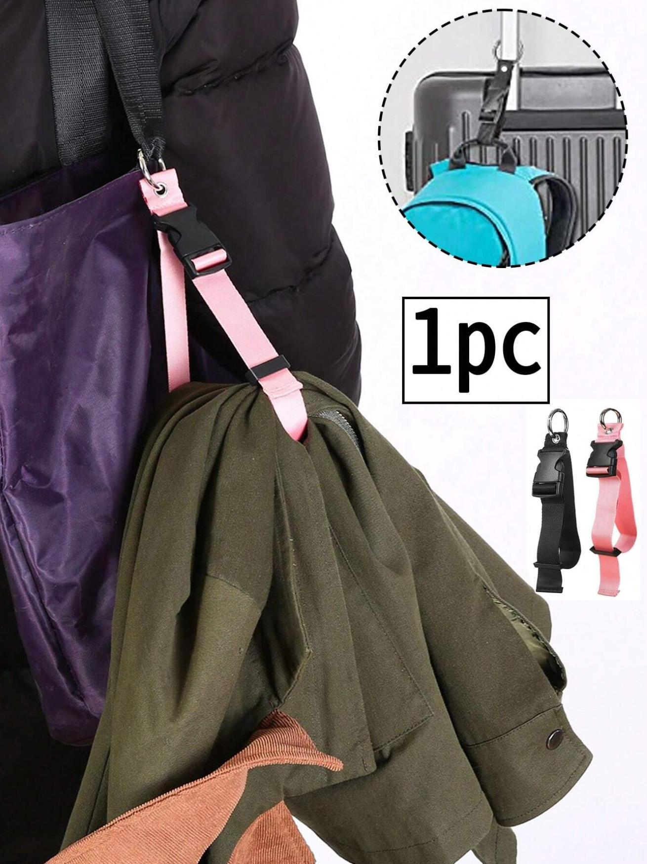 1/2/3/4pcs Suitcase Packing Strap Anti-Theft Multifunctional Hanging Buckle With Black Pink Durable