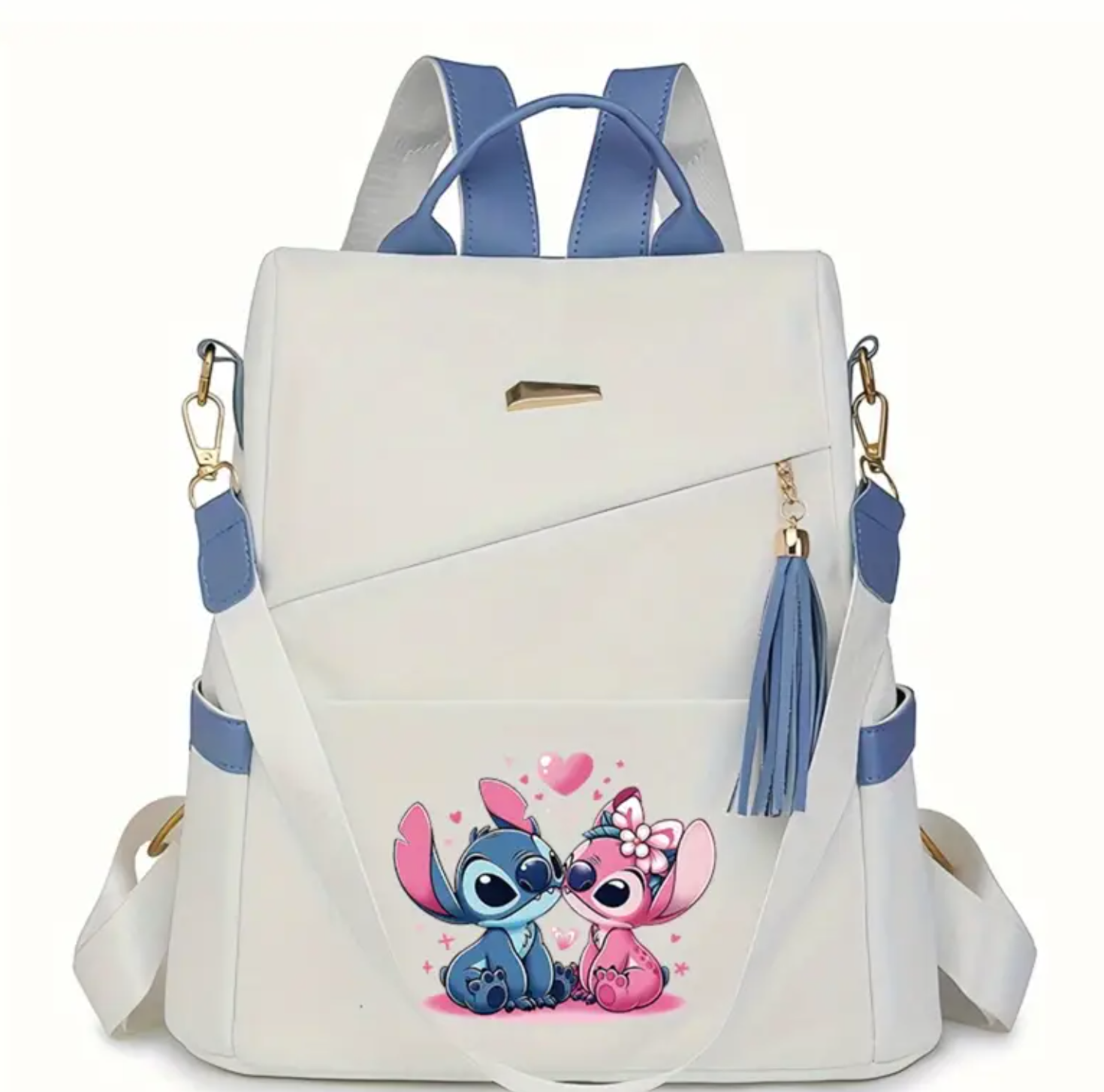 Disney Stitch Women'S Fashion Backpack, Cute Anti-Theft Backpack, Multifunctional Cartoon Travel Shoulder Bag, Adjustable Straps, Layered Design, Suitable for Halloween, Christmas, Thanksgiving, New Year, and Gifts