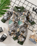 Baby Boy Jungle Leaf Print Long Sleeve Romper - Slim Fit Casual Spring/Fall Outfit with Button Front,