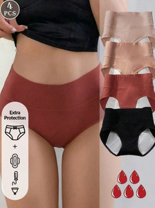 4pcs/Set Meillard Color Series Women's Menstrual Period Leakproof Cotton Crotch Breathable High Waist