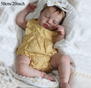 20-Inch Lifelike Sleeping Youngsters Doll with Yellow Polka-Dot Dress