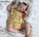 20-Inch Lifelike Sleeping Youngsters Doll with Yellow Polka-Dot Dress