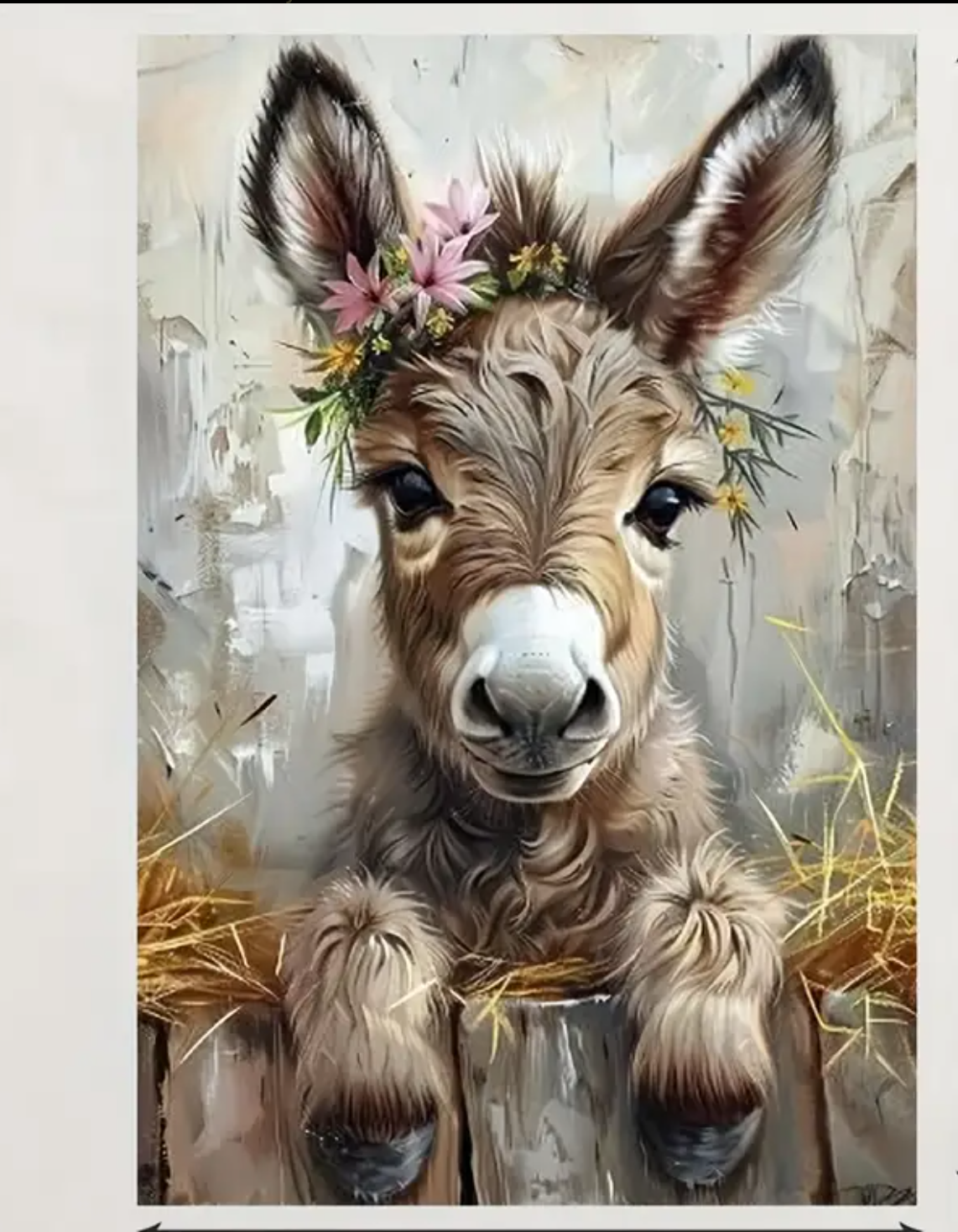 1pc Frameless Canvas Art, Cute Donkey Animal Fantasy Theme Poster, Whimsical Little Donkey Wall Decor, 39.88 x 59.94 cm