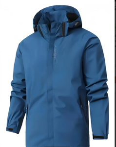 Men's Lightweight Windproof Hooded Jacket - Casual Outdoor Sports Coat for Cycling, Camping & Leisure, Black Polyester, Zip-Up Design,