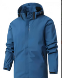 Men's Lightweight Windproof Hooded Jacket - Casual Outdoor Sports Coat for Cycling, Camping & Leisure, Black Polyester, Zip-Up Design,
