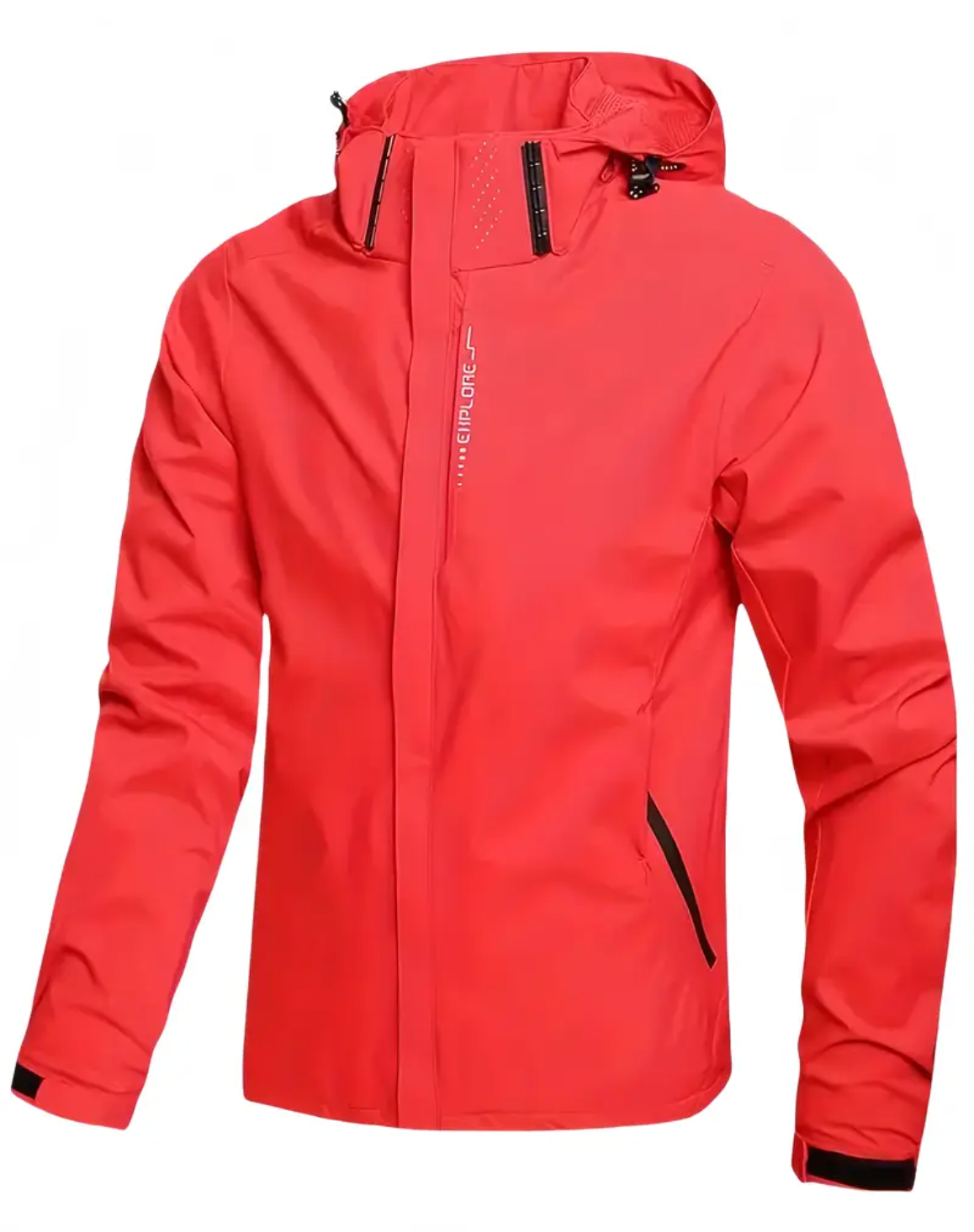 Men's Lightweight Windproof Hooded Jacket - Casual Outdoor Sports Coat for Cycling, Camping & Leisure, Black Polyester, Zip-Up Design,