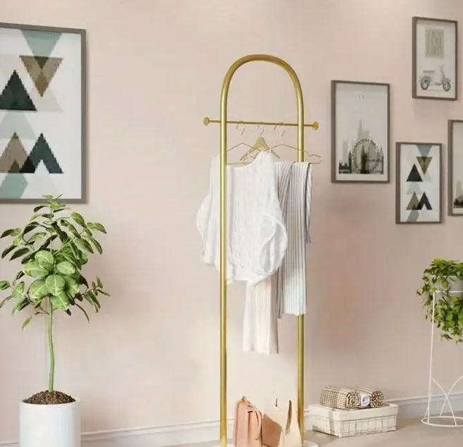 1pc Marble Household Clothes Hanger, Floor Bedroom Simple Clothes Hanger, Hanging Clothes Rack,
