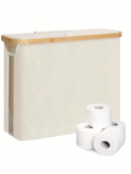 Bamboo Toilet Paper Holder - A Simple Rectangular Bathroom Organizer With Lid, Perfect For Placing In