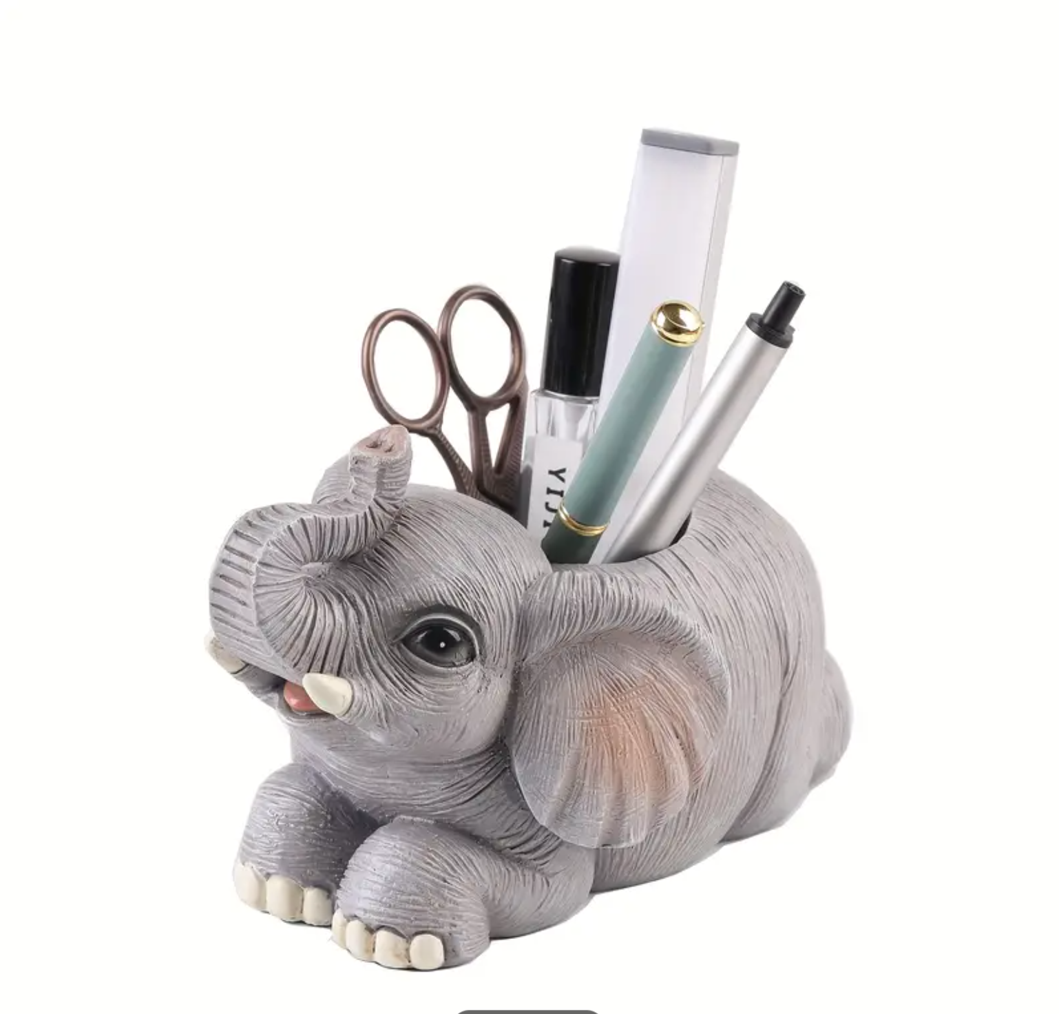 Elephant Pen Pencil Holder, Cute Fashion Desk Organizers Animal Ornament, Makeup Brush Holder Home Office Desk Supplies Organizer Accessory