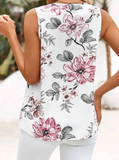 EMERY ROSE Summer Leisure Pleated Button Decorated Asymmetrical Hem Flower tank top