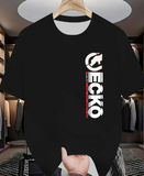 Men'S Plus Size "ECKO" Graphic T-Shirt - White Casual Summer Tee with Red & Black Design, Round Neck, Short Sleeve, Stretchy Knit Fabric, Sporty & Stylish for Casual Attire, PLUS SIZE,