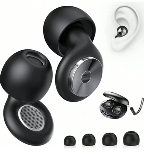 airskyce 2PCS 3.35inch Black Sleeping Noise Canceling Earplugs, Soft Reusable Silicone Earplugs, NRR 30dB