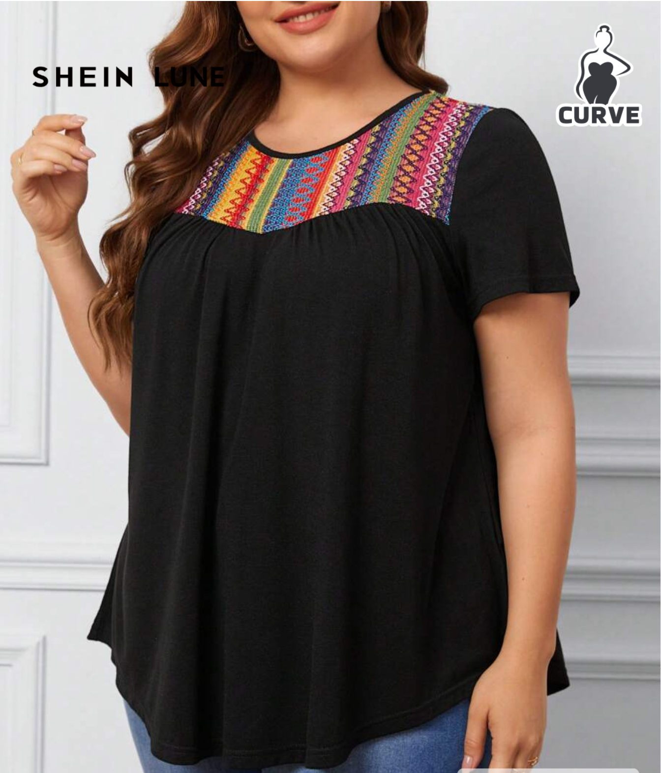 SHEIN LUNE Plus Geo Pattern Tee, Summer
