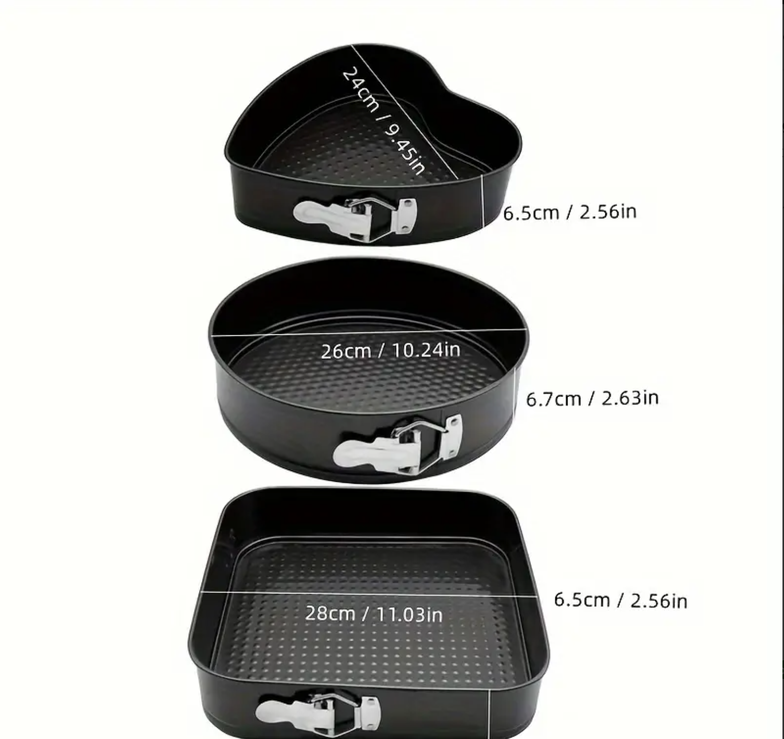 3 styles set carbon steel baking tray cake mold, baking tray heart-shaped circular square detachable bottom baking mold