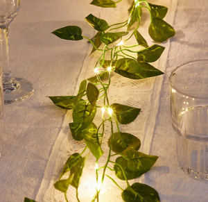 Imitation Ivy Vine with Artificial Leaves, Dried Flowers, And Grape Leaves, Perfect for Home Decoration, This 2-Meter Garland Features 30 LED Lights And Does Not Require Batteries