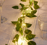Imitation Ivy Vine with Artificial Leaves, Dried Flowers, And Grape Leaves, Perfect for Home Decoration, This 2-Meter Garland Features 30 LED Lights And Does Not Require Batteries
