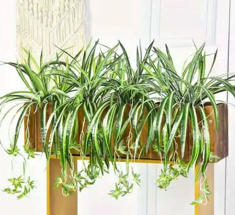 3pcs UV-Resistant Lifelike Artificial Spider Plants - Realistic Fabric Hanging Basket Decor for Indoor/Outdoor,