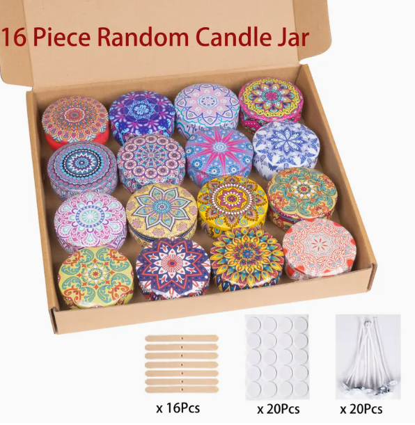 72pcs sets, Bohemian-style metal candle jar with candle-making tool kit, candle-making tool set, 2.5 ounces