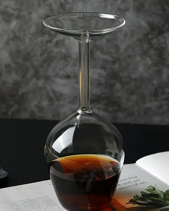 Upside-Down Wine Glasses - Ultra-Clear Tall Tapered design, Elegant Table Setting for Home, Parties, Dining
