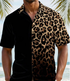 Manfinity VCAY Men's Leopard Gradient Woven Short Sleeve Shirt Suitable For Summer