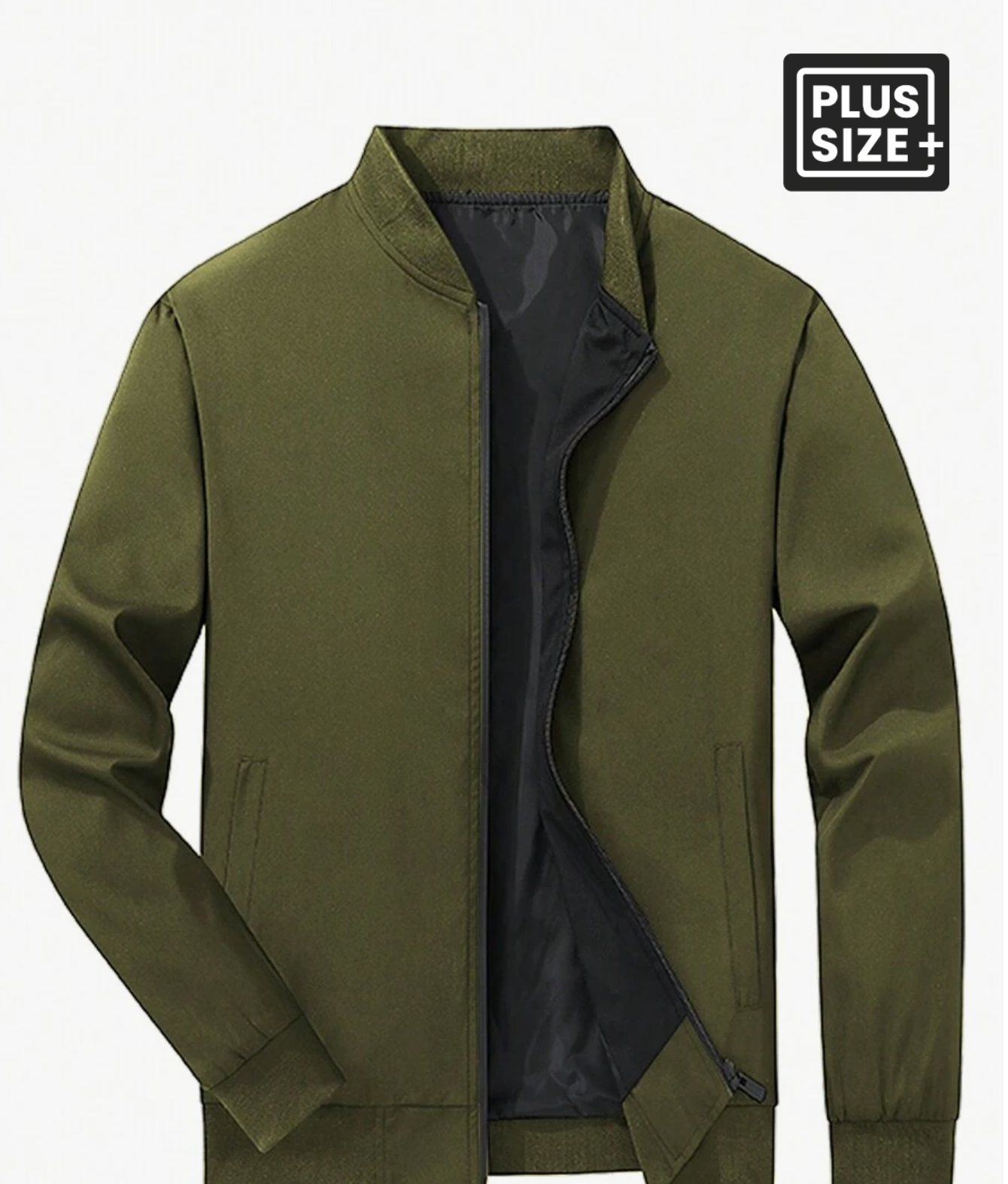 Manfinity Homme Men's Plus Size Spring And Autumn Casual Solid Color Baseball Collar Jacket