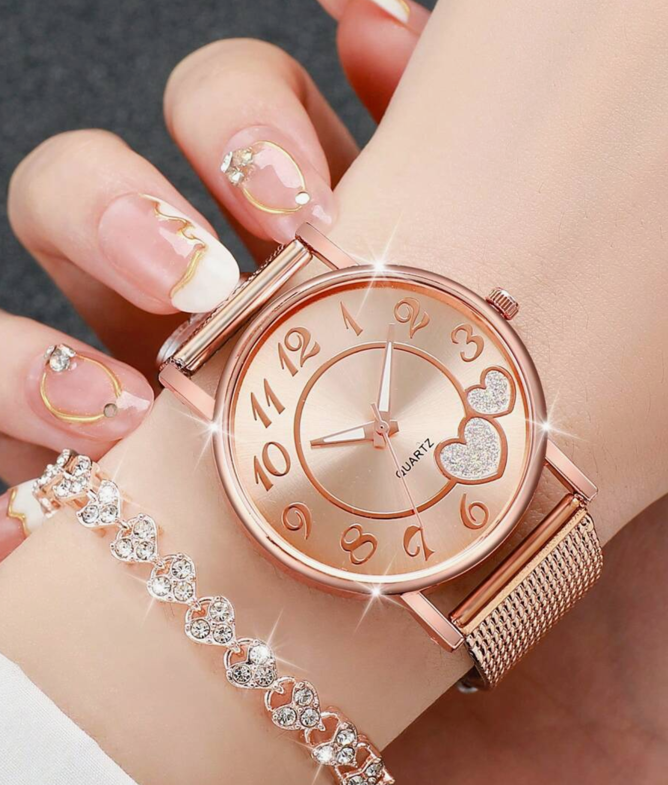 1pc Round Pointer Quartz Watch & 1pc Bracelet As A Gift For Students Returning To School