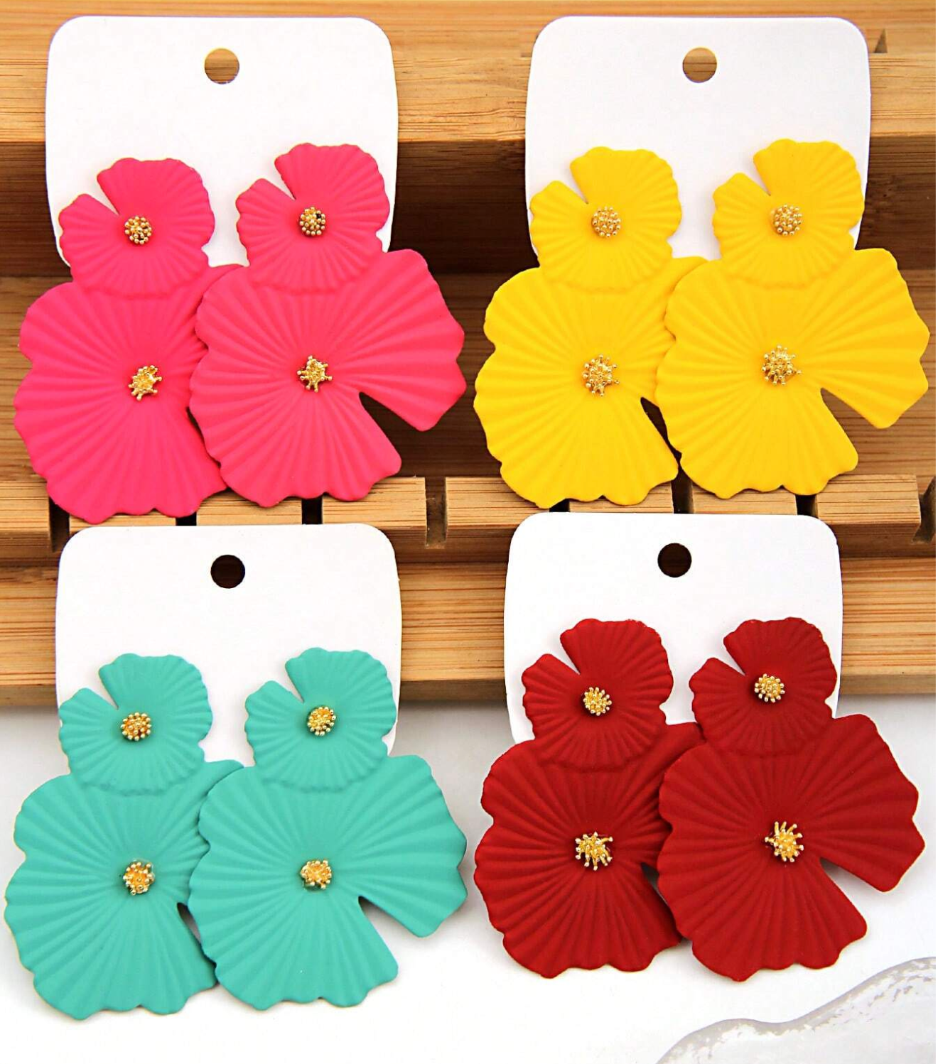 4pairs Multicolor Leaf Pendant Earrings, For Daily Wear