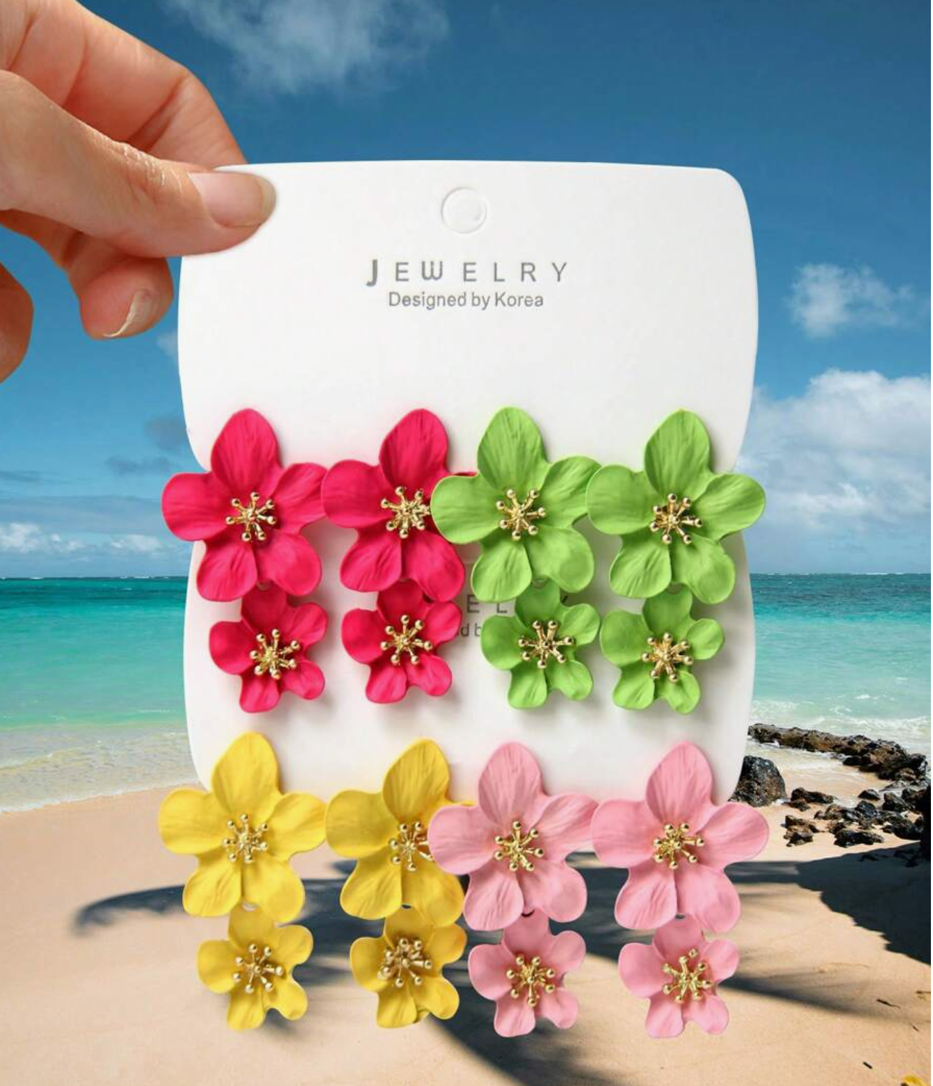 4pairs Flower Design Earrings Valentines,Mom,Mother,Mother's Day,Gift