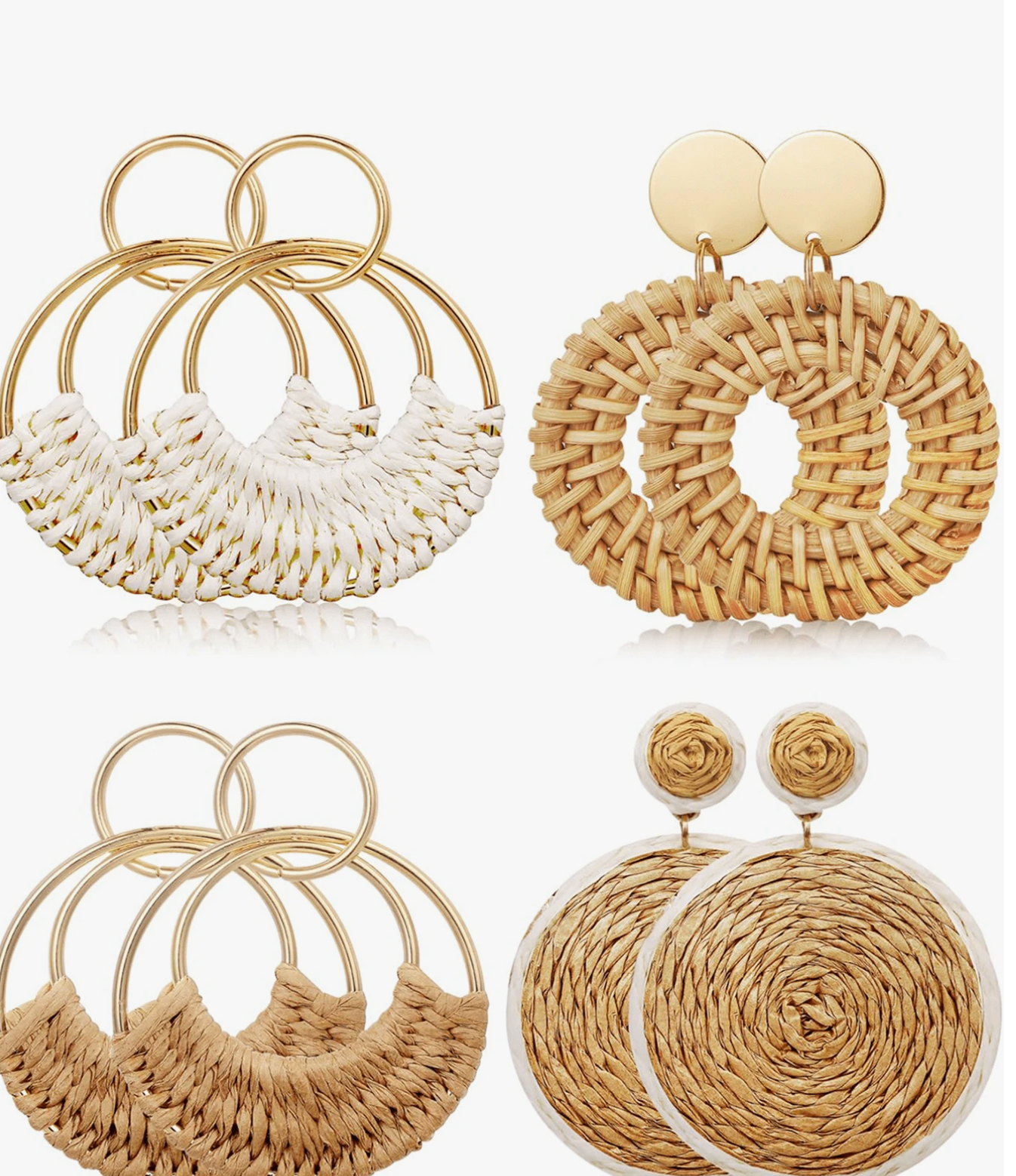Yanxyad Rattan Earrings For Women, Lightweight Geometric Statement Earrings For Women,