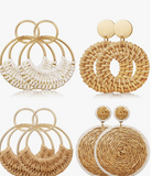 Yanxyad Rattan Earrings For Women, Lightweight Geometric Statement Earrings For Women,