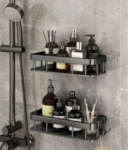 No Drill Bathroom Shelf, Wall-mounted Storage Rack, Shower Gel And Cosmetics Organizer