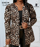 SHEIN Lady Spring And Summer Casual Elegant Work Leopard Print Coat