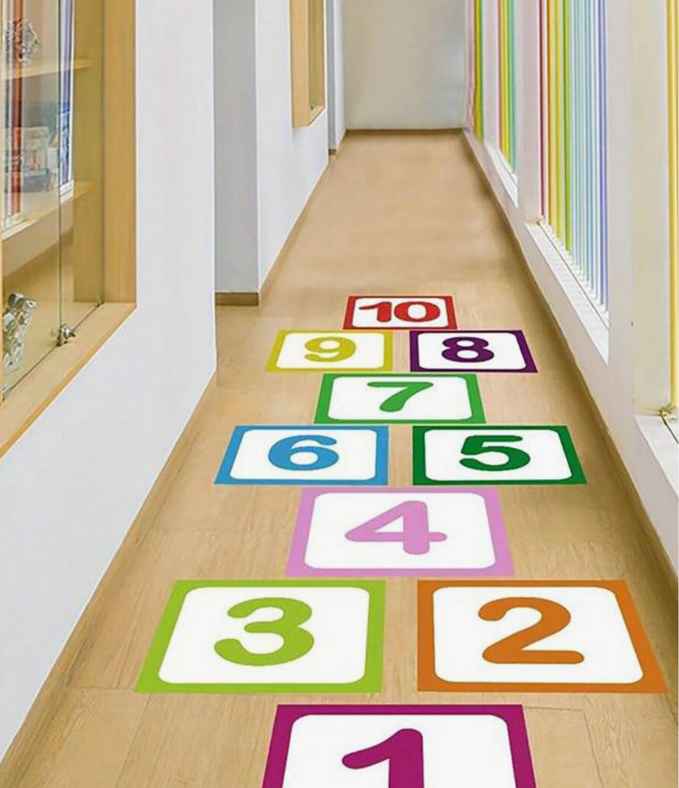 10pcs/Set Vibrant Plaid Digital Floor Decoration Sticker - Waterproof, Self-Adhesive, Removable,