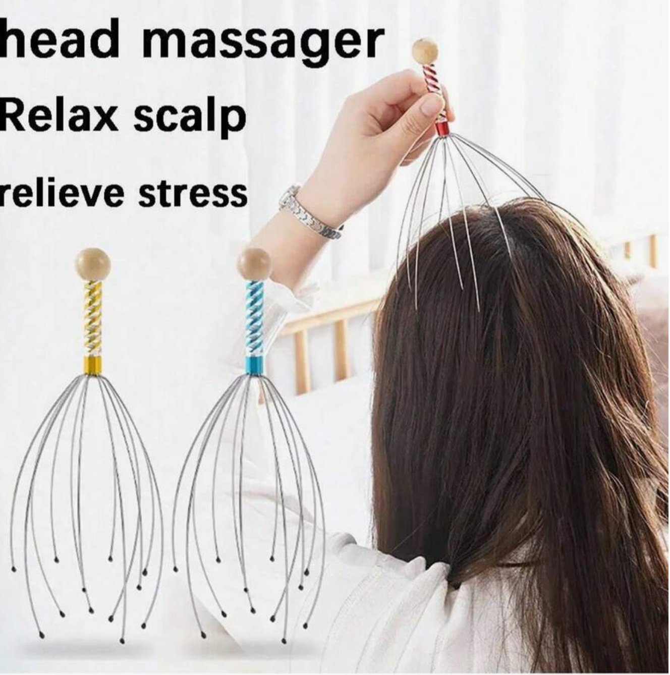 Octopus Head Scalp Relaxation Massage Pain Relief Body Massager Head Grabber Pressure Release Relaxation Claw Metal Massager Device