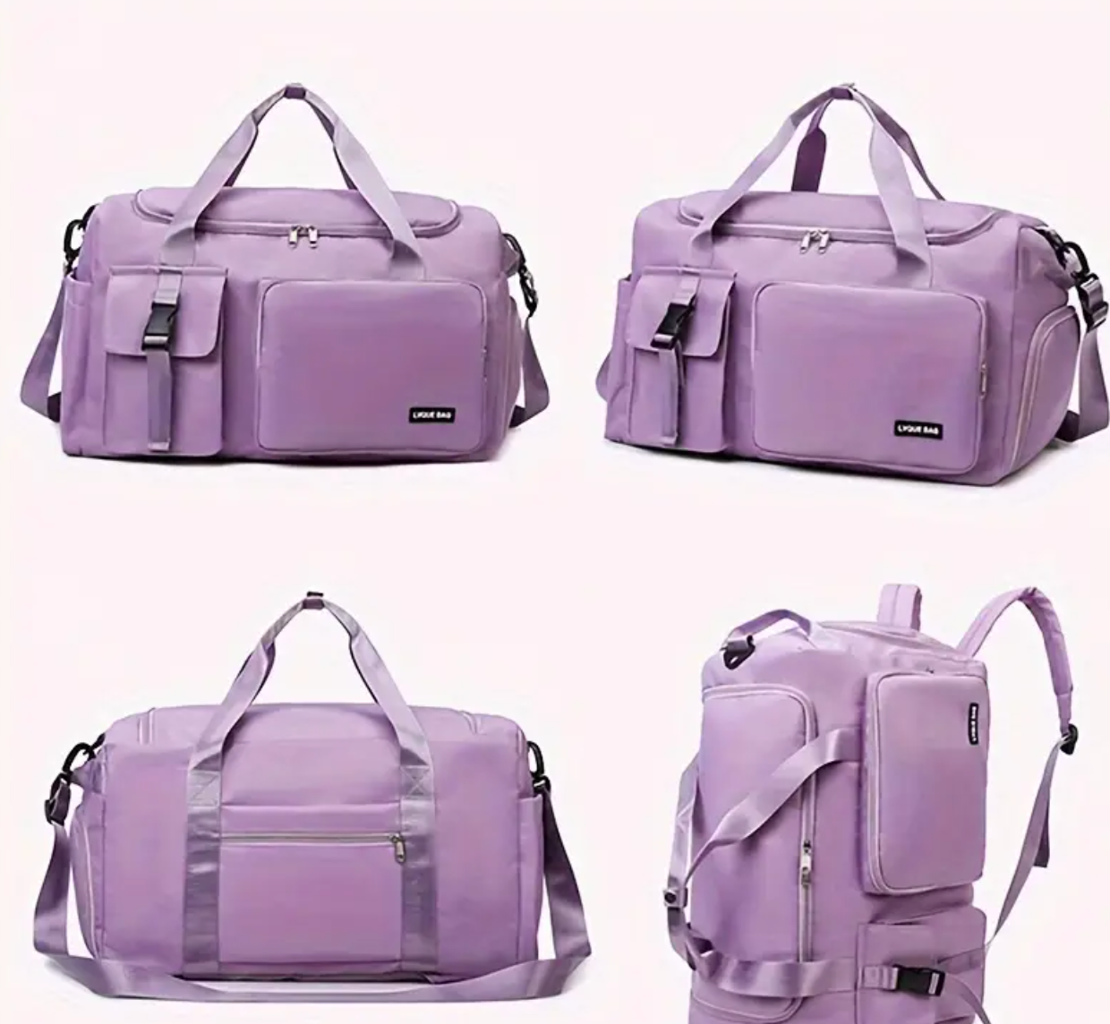 Versatile Women's Travel & Gym Bag - Chic Pink, Multi-Functional Organizer with Large Capacity,