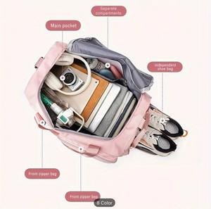 Versatile Women's Travel & Gym Bag - Chic Pink, Multi-Functional Organizer with Large Capacity,