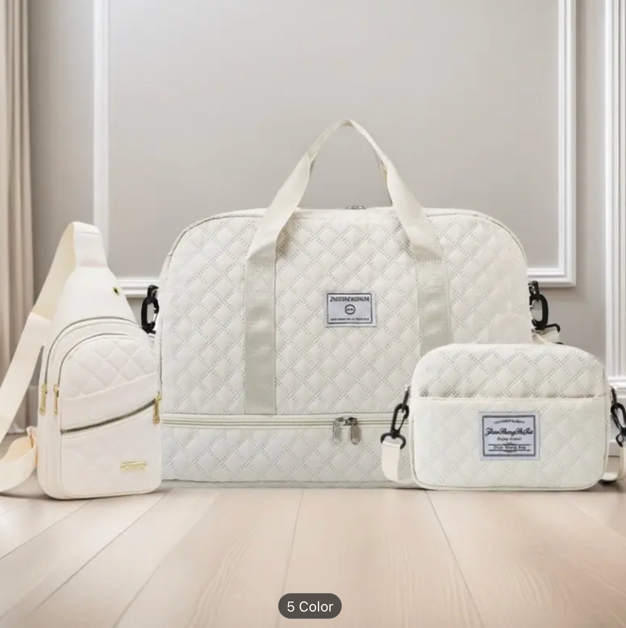 3pcs set, -patterned Women's luggage set including large suitcase + chest bag + cosmetic case, gym bag with detachable shoulder strap