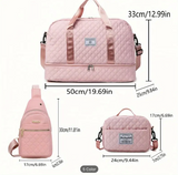 3pcs set, -patterned Women's luggage set including large suitcase + chest bag + cosmetic case, gym bag with detachable shoulder strap