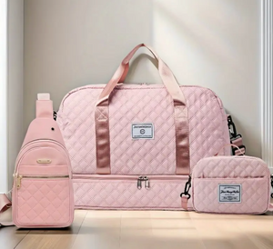3pcs set, -patterned Women's luggage set including large suitcase + chest bag + cosmetic case, gym bag with detachable shoulder strap