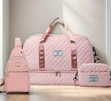 3pcs set, -patterned Women's luggage set including large suitcase + chest bag + cosmetic case, gym bag with detachable shoulder strap